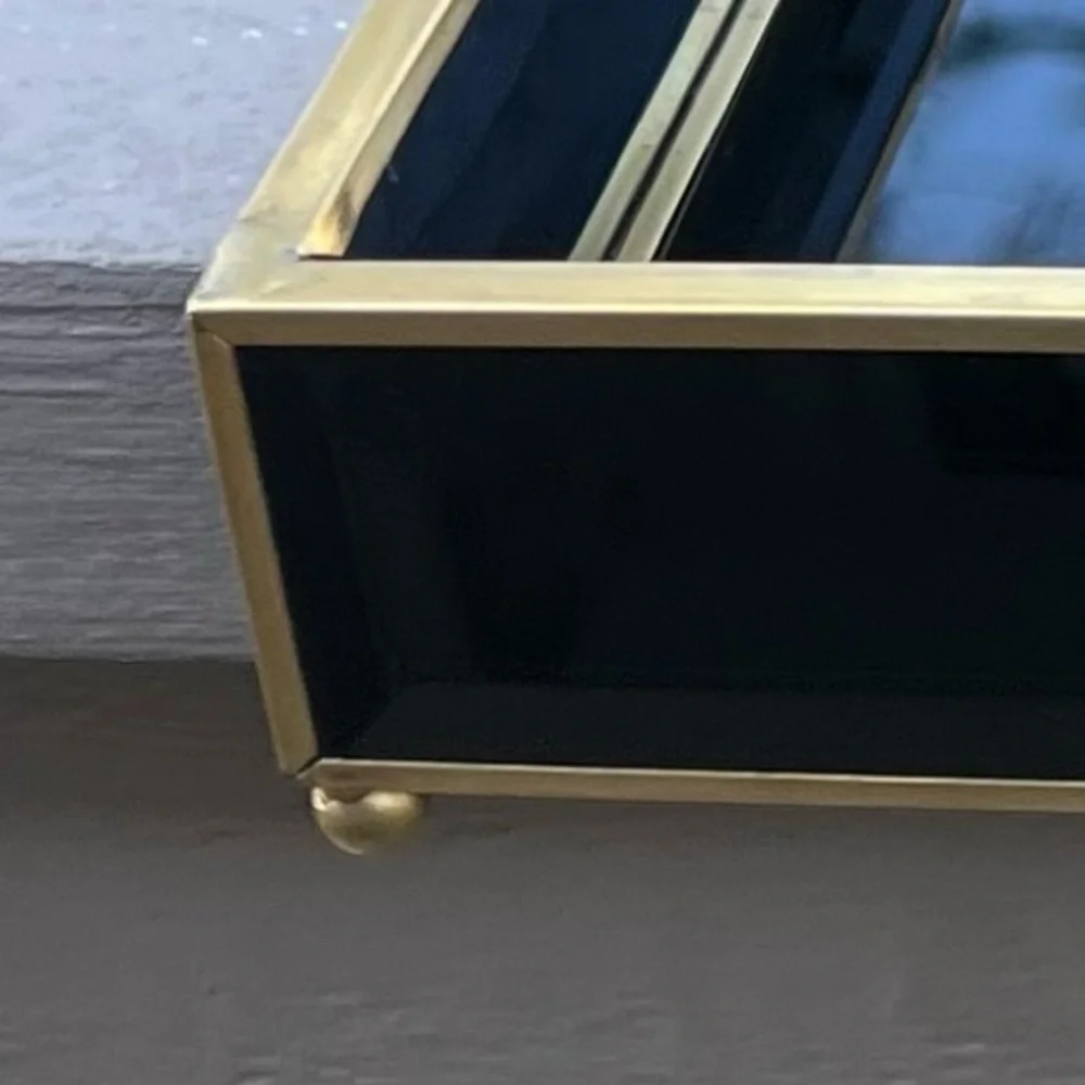 Beveled Black Glass Tray